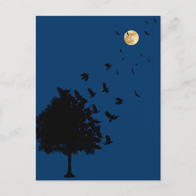 Postal Un árbol de cuervos (Anverso)