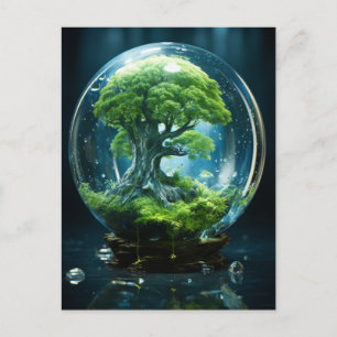 Postal Un árbol mágico bajo una cúpula de vidrio