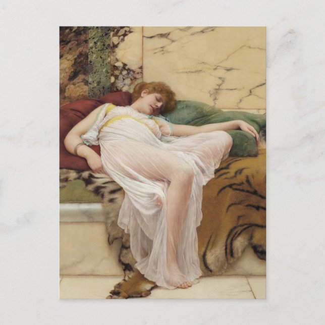 Postal Un arte siesta John William Godward (Anverso)