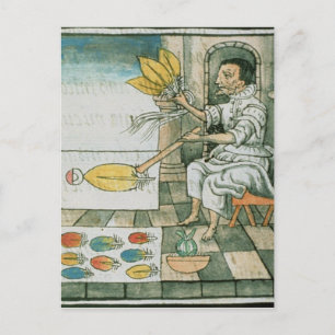 Postal Un artesano de plumas aztecas