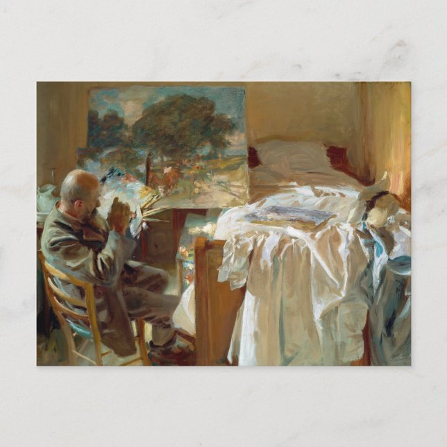 Postal Un artista en su estudio de John Singer Sargent (Anverso)