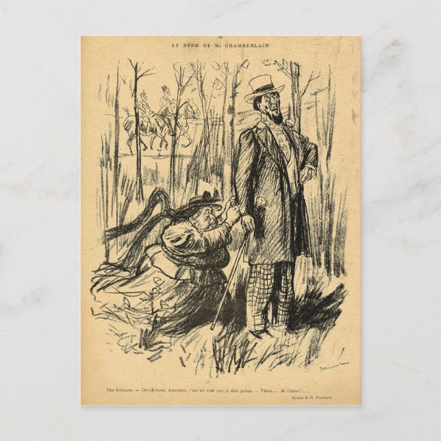Postal Un asalto a la modestia o al Sr. Chamberlain (Anverso)