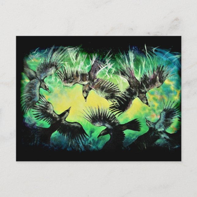 Postal Un asesinato de cuervos (Anverso)