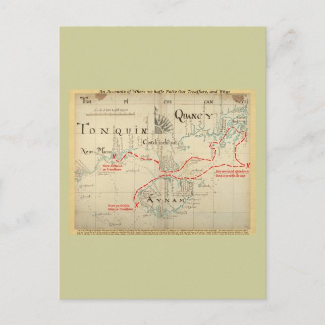 Postal Un auténtico mapa pirata de 1690 (con adornos) (Anverso)