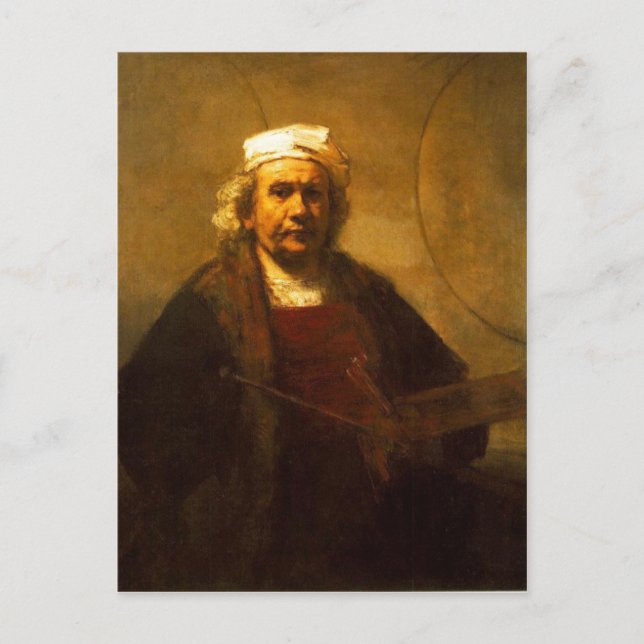 Postal Un autorretrato tardío de Rembrandt, de un periodo (Anverso)