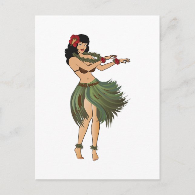 Postal Un baile Chica hula (Anverso)