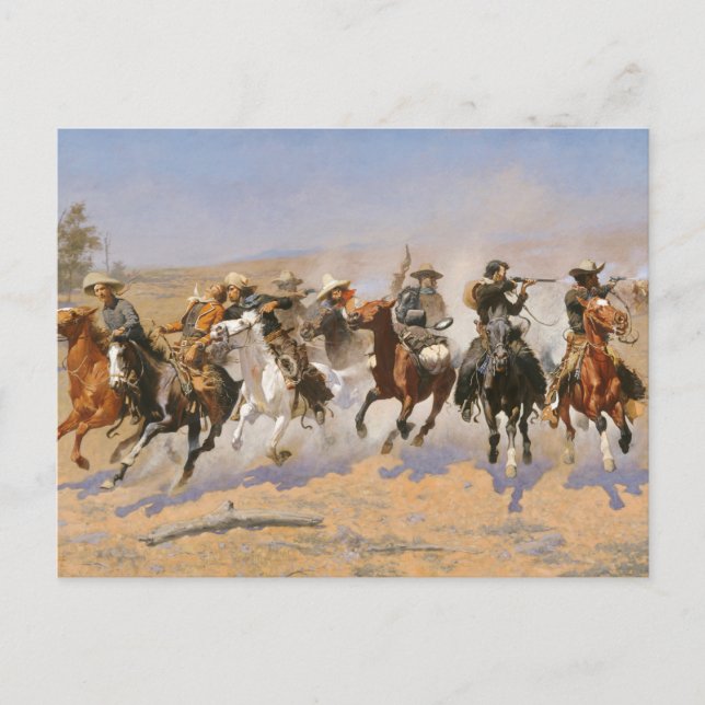 Postal Un Baño Para La Madera Por Frederick Remington (Anverso)