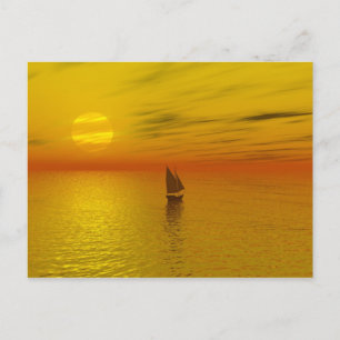 Postal Un barco de vela.