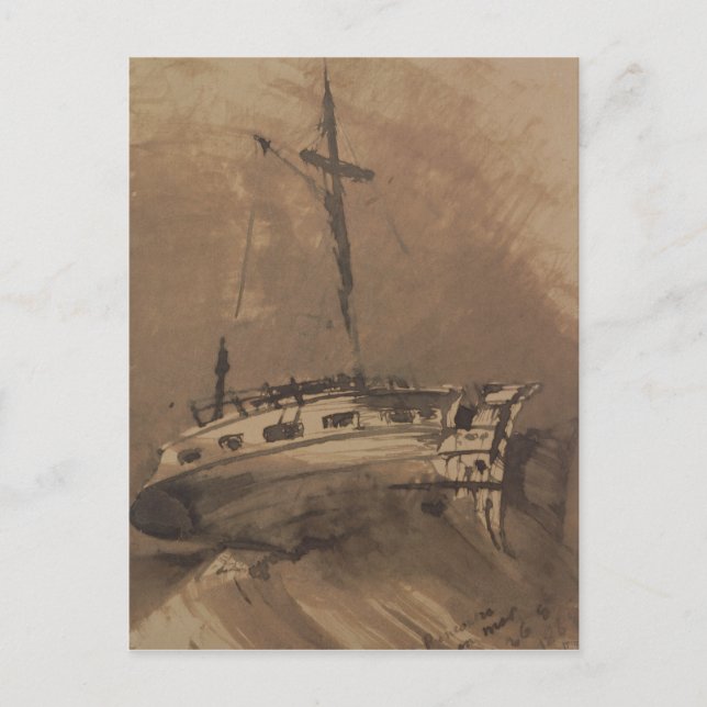 Postal Un barco en mares de amapola, 1864 (Anverso)