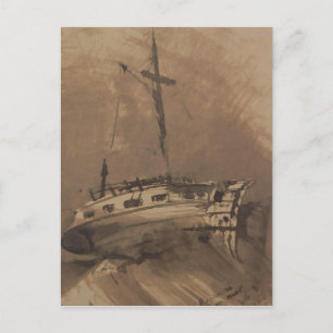 Postal Un barco en mares de amapola, 1864