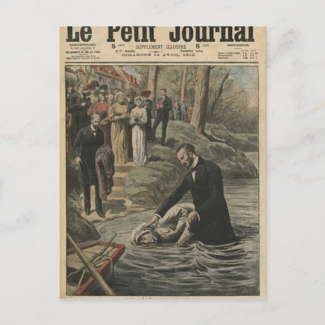 Postal Un bautismo adventista en el La Marne (Anverso)