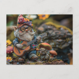 Postal Un bonito gnomo musical tocando la guitarra