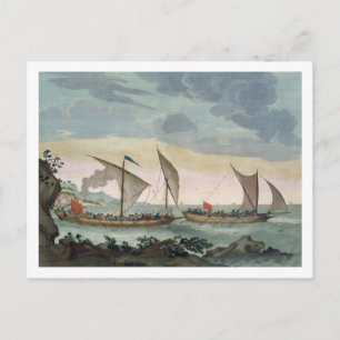 Postal Un Brigantino persiguiendo a un Felucca, y sobre