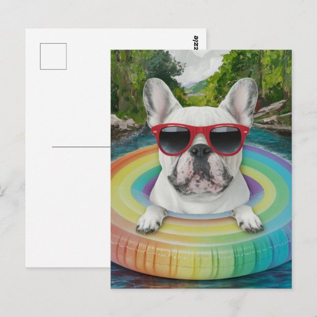 Postal Un Bulldog francés agradable disfruta de un viaje  (Anverso / Reverso)