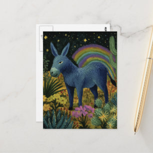 Postal Un burro en el desierto