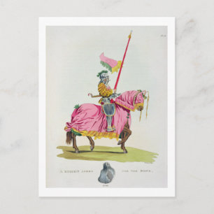 Postal Un caballero armado por el bono, 1512, grabado por