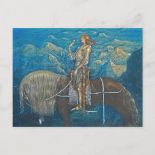 Postal Un Caballero Rojo por John Bauer