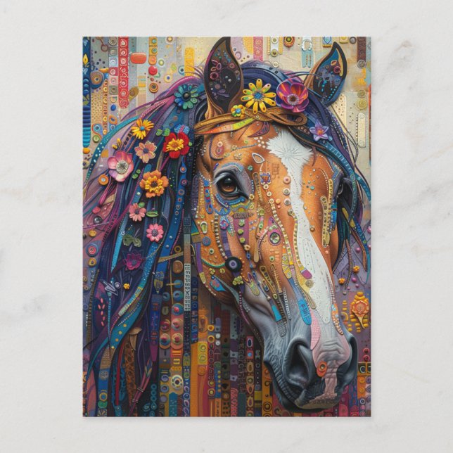 Postal Un caballo floral (Anverso)