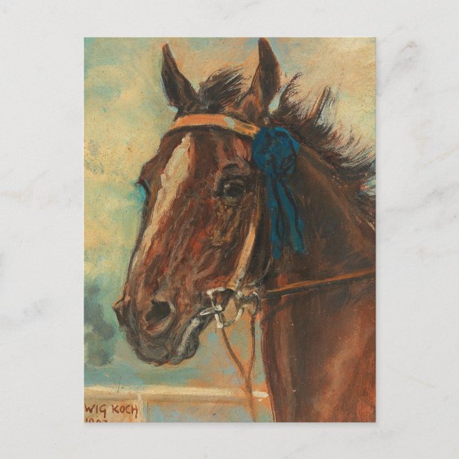 Postal Un caballo ganador | Ludwig Koch (Anverso)