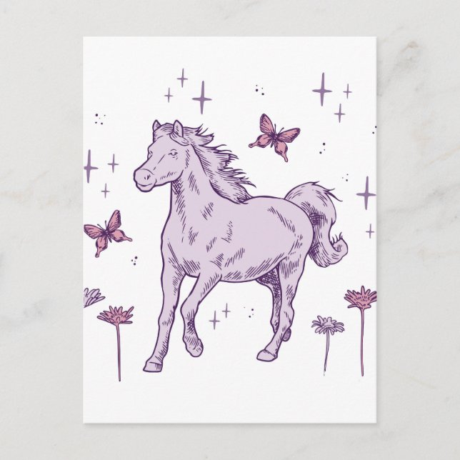 Postal Un caballo púrpura (Anverso)