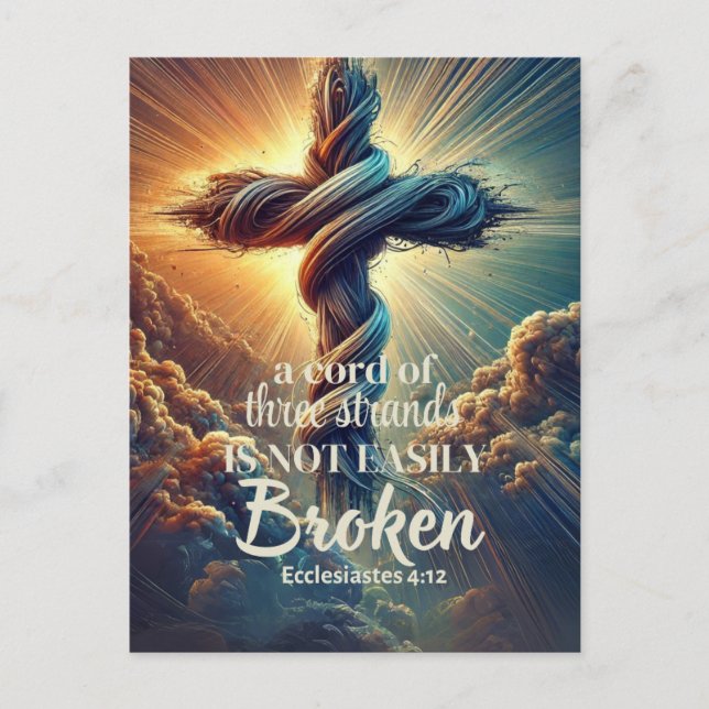 Postal "Un cable de tres hebras" Eclesiastes 4:12 (Anverso)