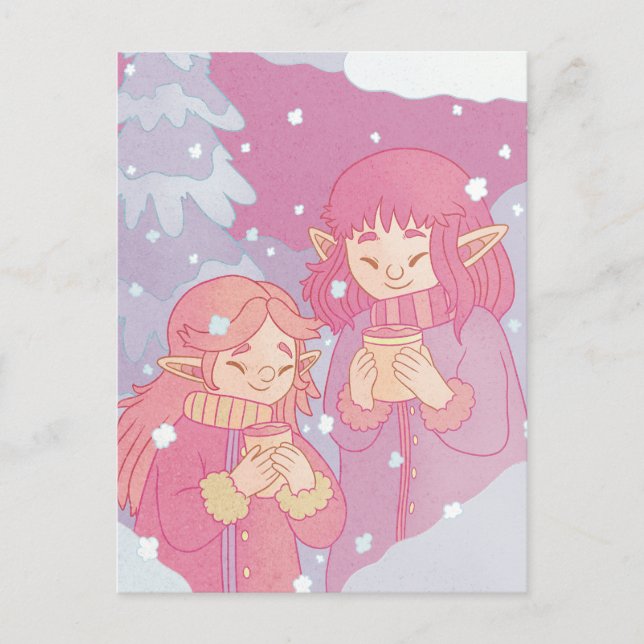 Postal Un café acogedor en la mañana (Anverso)