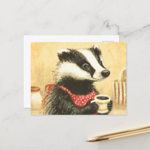 Postal Un Café Con Un Adorable Señorita Badger