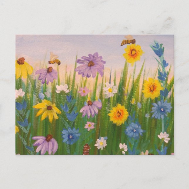 Postal Un campo lleno de flores silvestres (Anverso)