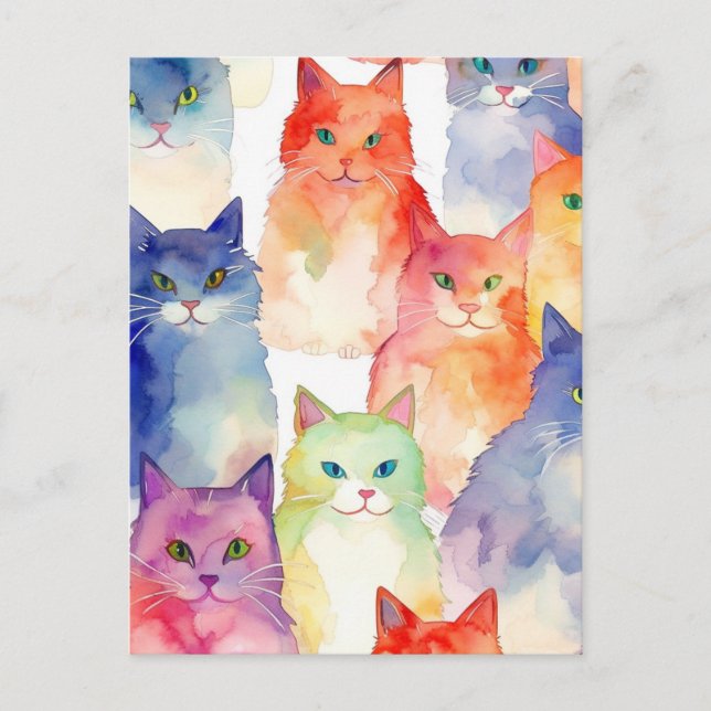 Postal Un caos de gatos (Anverso)