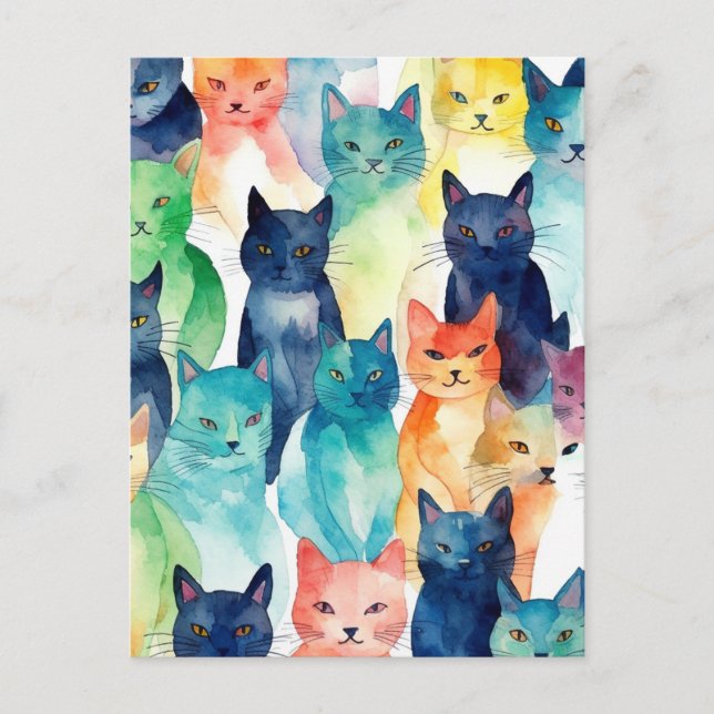Postal Un caos de gatos (Anverso)