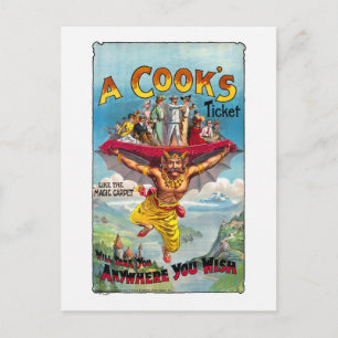 Postal Un cartel vintage de la entrada de un cocinero