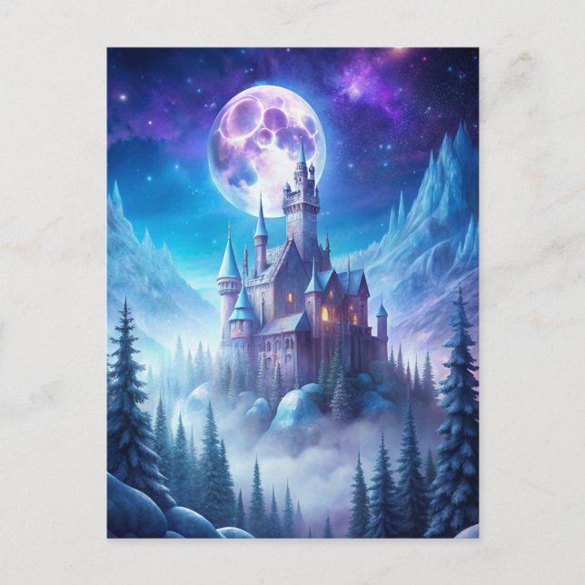 Postal Un castillo en invierno (Anverso)