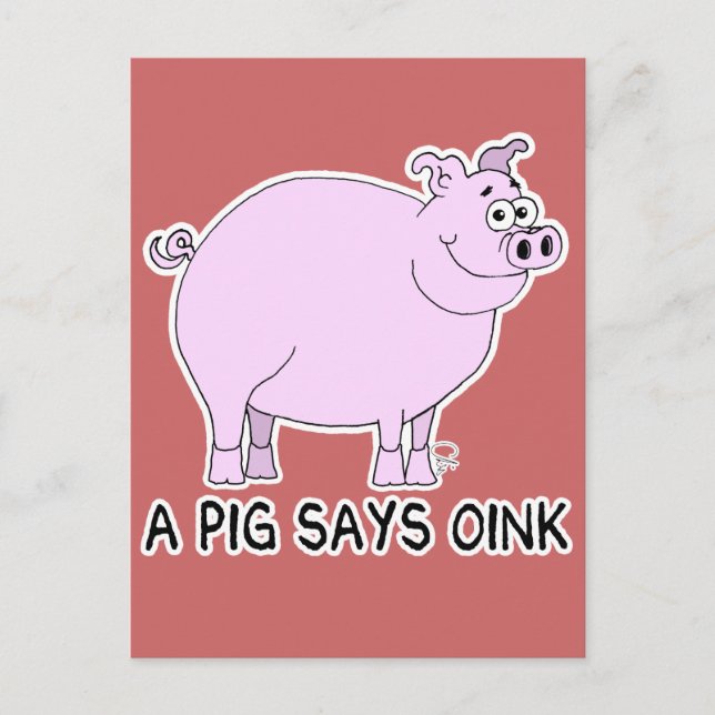 Postal Un cerdo dice que Oink (Anverso)