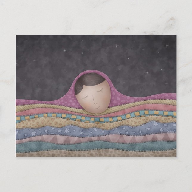 Postal Un Chica Bajo Mil Mantas (Anverso)