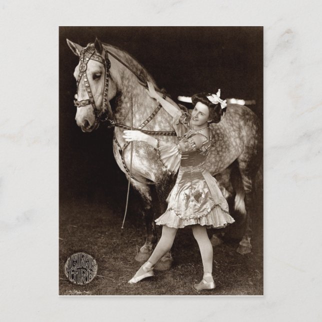 Postal Un Chica de circo y un caballo (Anverso)
