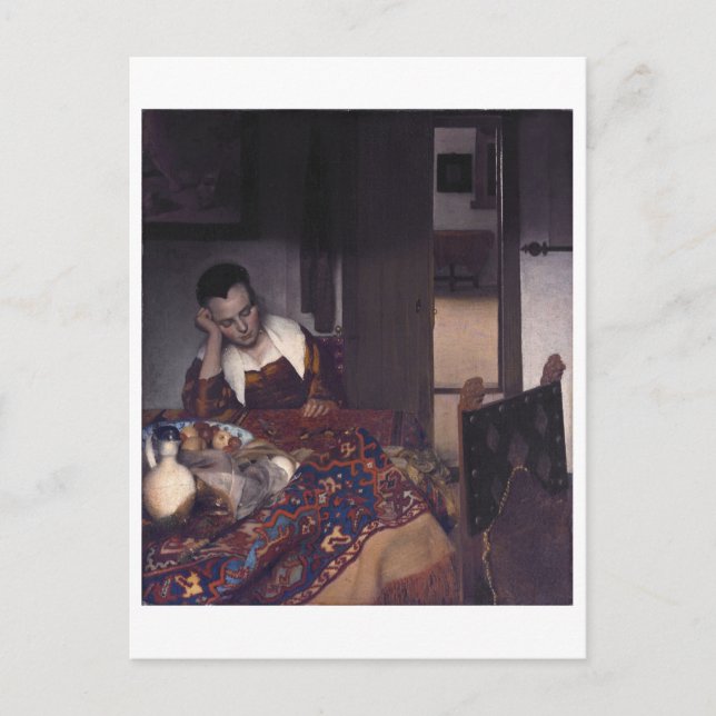 Postal Un Chica dormido por Johannes Vermeer (Anverso)