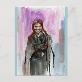 Postal Un Chica sonriente en negro