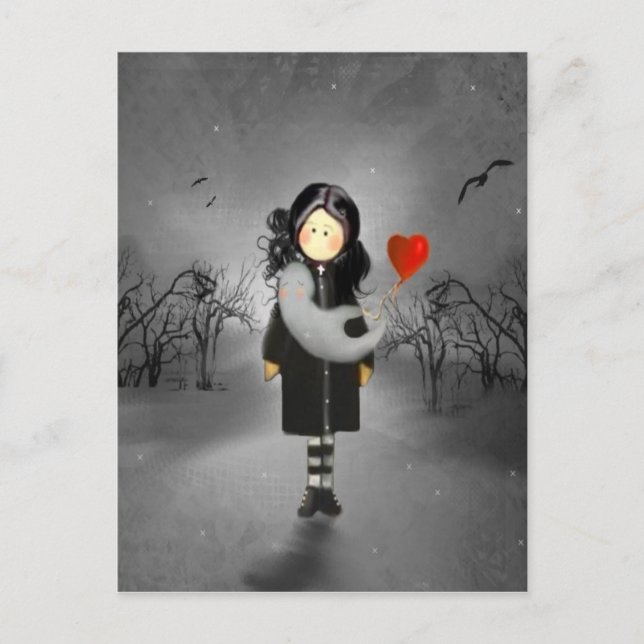 Postal Un Chica y un fantasma (Anverso)