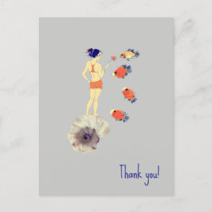 Postal Un chica y un pescado