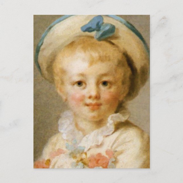 Postal "Un chico como Pierrot" por Jean-Honore Fragonard (Anverso)