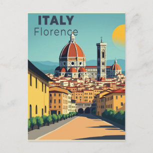Postal Un clásico cartel de viaje nostálgico: Florencia,