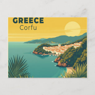 Postal Un clásico cartel de viaje nostálgico – Grecia Cor