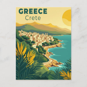 Postal Un clásico cartel de viaje nostálgico: Grecia Cret