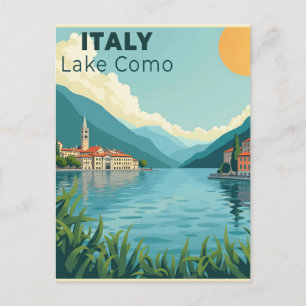 Postal Un clásico cartel de viaje nostálgico – Lago de Co