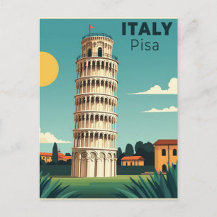 Postal Un clásico cartel de viaje nostálgico – Pisa Itali
