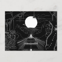 Un coche que recorre el bosque y las montañas