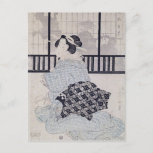 Postal Un cortesano con un Shamisen