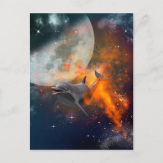 Postal Un delfín gracioso en el universo