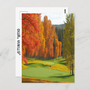 Postal Un Día De Golf Colorido Otoño Con El Arte Sin Tiem