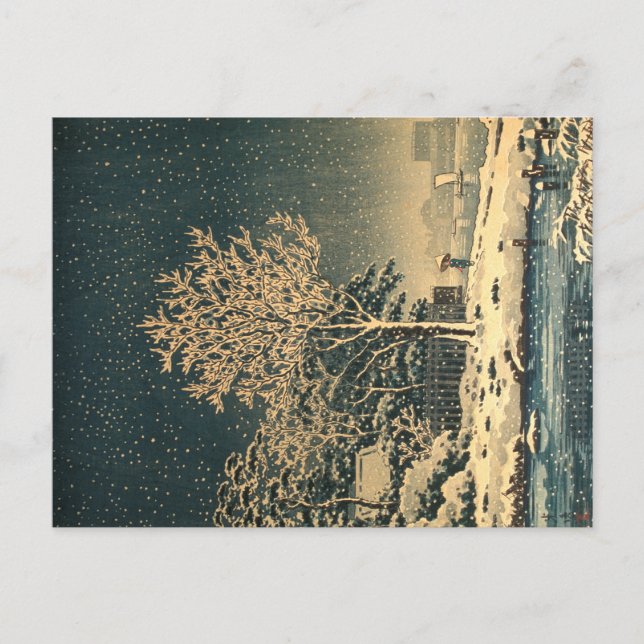 Postal Un día de invierno en el río Sumida en Japón (Anverso)